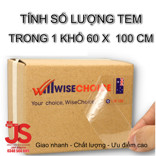 Một khổ 60 x 100 cm in được bao nhiêu tem?