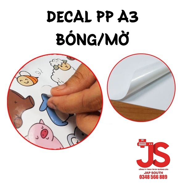 Tem dán PP khổ A3 - cán móng hoặc mờ