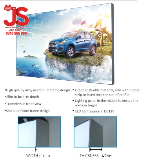 Hộp đèn vải 1 mặt độ dày 6cm - fabric light box 6cm - Ảnh 6