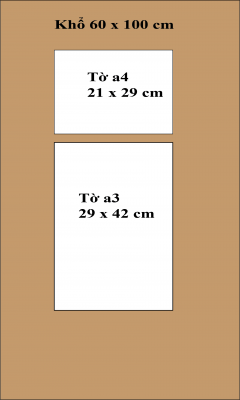 So sánh kích thước khổ 60 x 100 với tờ a3 và a4